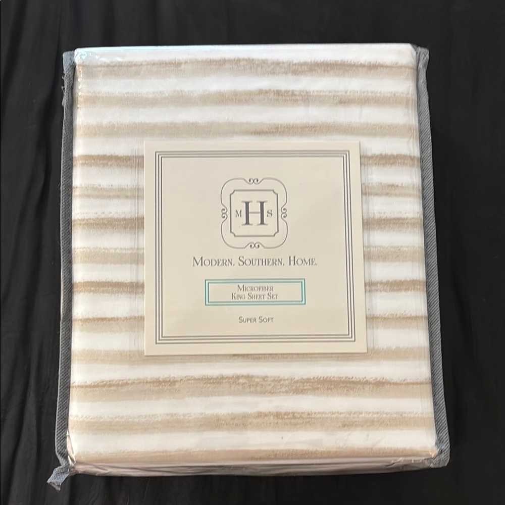 Modern Southern Home Microfiber King Sheet Set - Cream and Tan